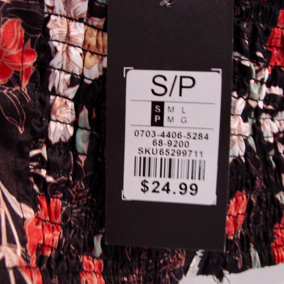 Streetwear Society Black Red Floral Satin Strapless Bustier Corset Crop Top NWT - Picture 9 of 11